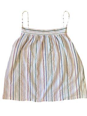 Women's J. CREW Smocked Glitter Rainbow Striped Tank Top Size XL